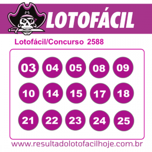 resultado lotofacil Concurso 2588 (02/08/22)